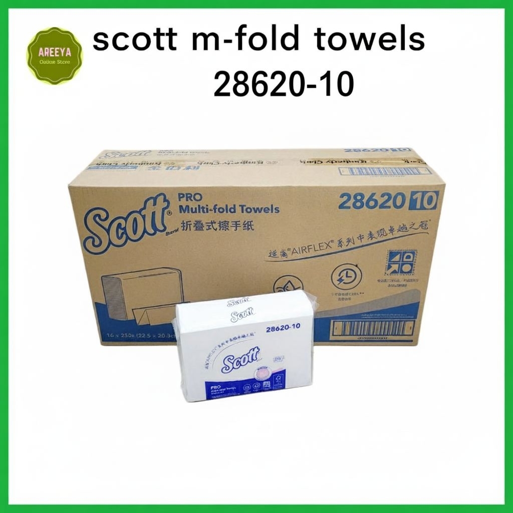 กระดาษเช็ดมือ scott m-fold 28620-10 ยกลัง16ห่อ ( สั่งออเดอร์และไม่เกิน 2 ลังเนื่องจากข้อจำกัดด้านขนส่ง)