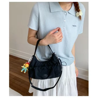 Bellaja💗จัดส่งในพื้นที่ กระเป๋าเกาหลี ปรับระดับได้ ผ้าไนล่อน ทรงคลัทช์ แต่งจับจีบ กระเป๋าสะพายข้างทรงจีบใบเล็ก น้ำหนักเบ