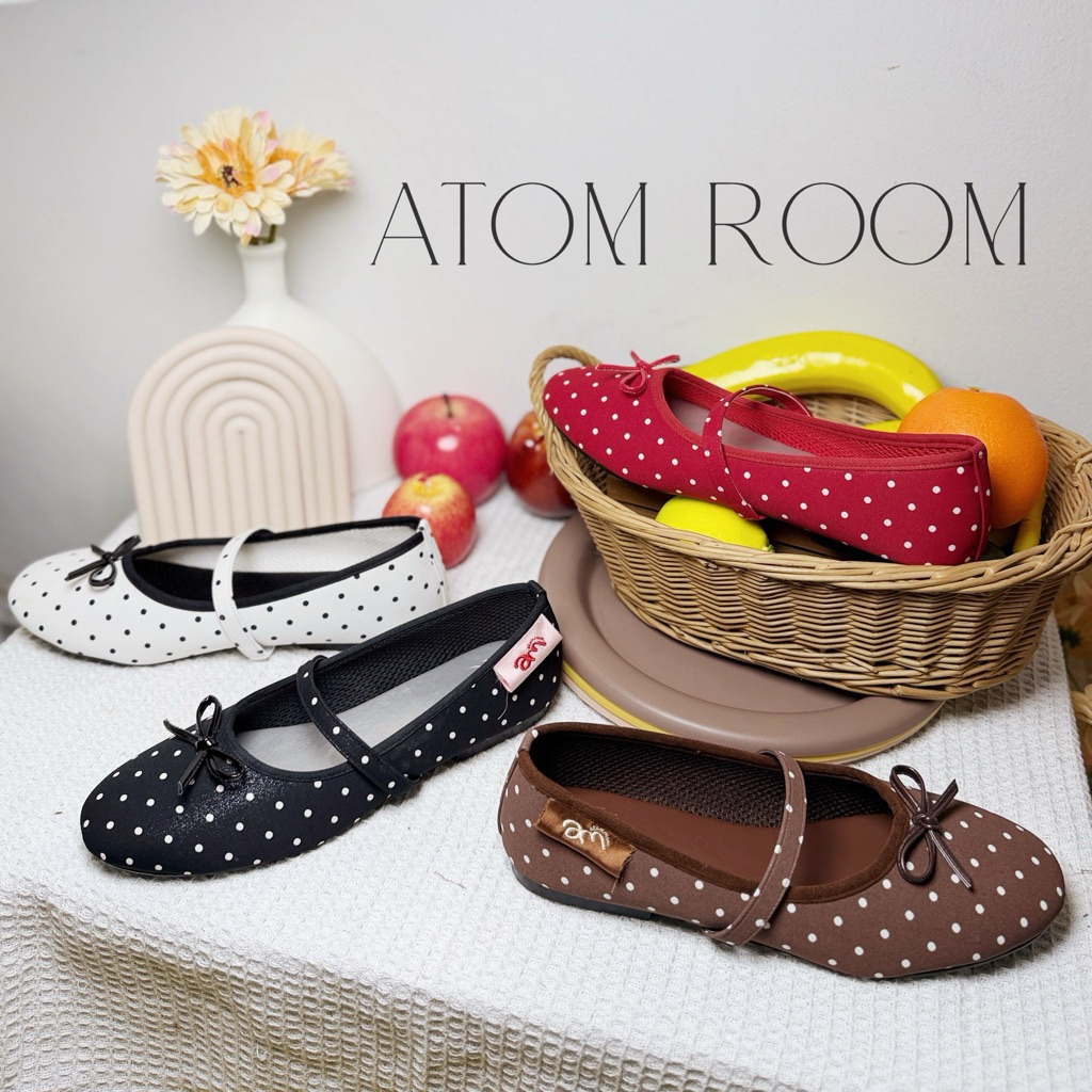 รองเท้าแบรนด์ ATOMROOM รุ่น Polka Dots Ver.2  รองเท้าสาวหวานสุดคลาสสิก