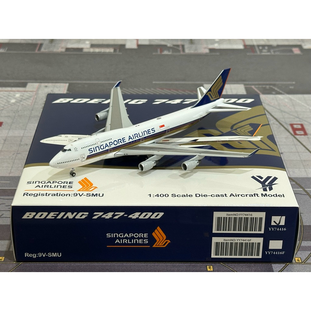 โมเดลเครื่องบิน Singapore Airlines 747-400 9V-SMU Scale 1:400 By YY Wings