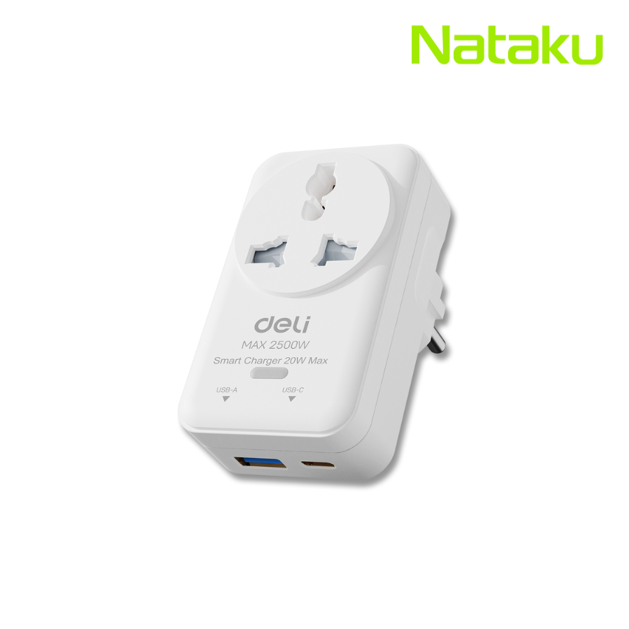 Nataku ปลั๊กแปลง หัวแปลงปลั๊ก อแดปเตอร์ไฟ Adapter USB Tpye-c ชาร์จเร็ว 12W 20W สูงสุด 2500W