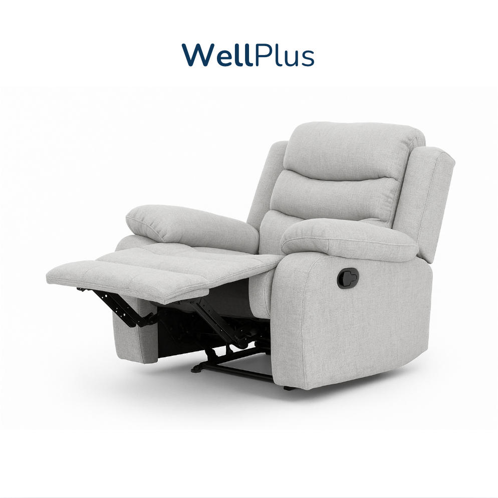 WellPlus Recliner โซฟารีไคล์เนอร์ 1 ที่นั่ง หุ้มผ้าแคนวาส นุ่มสบาย พนักพิงสูงปรับเอนนอนได้ เหมาะสำหรับห้องนั่งเล่น