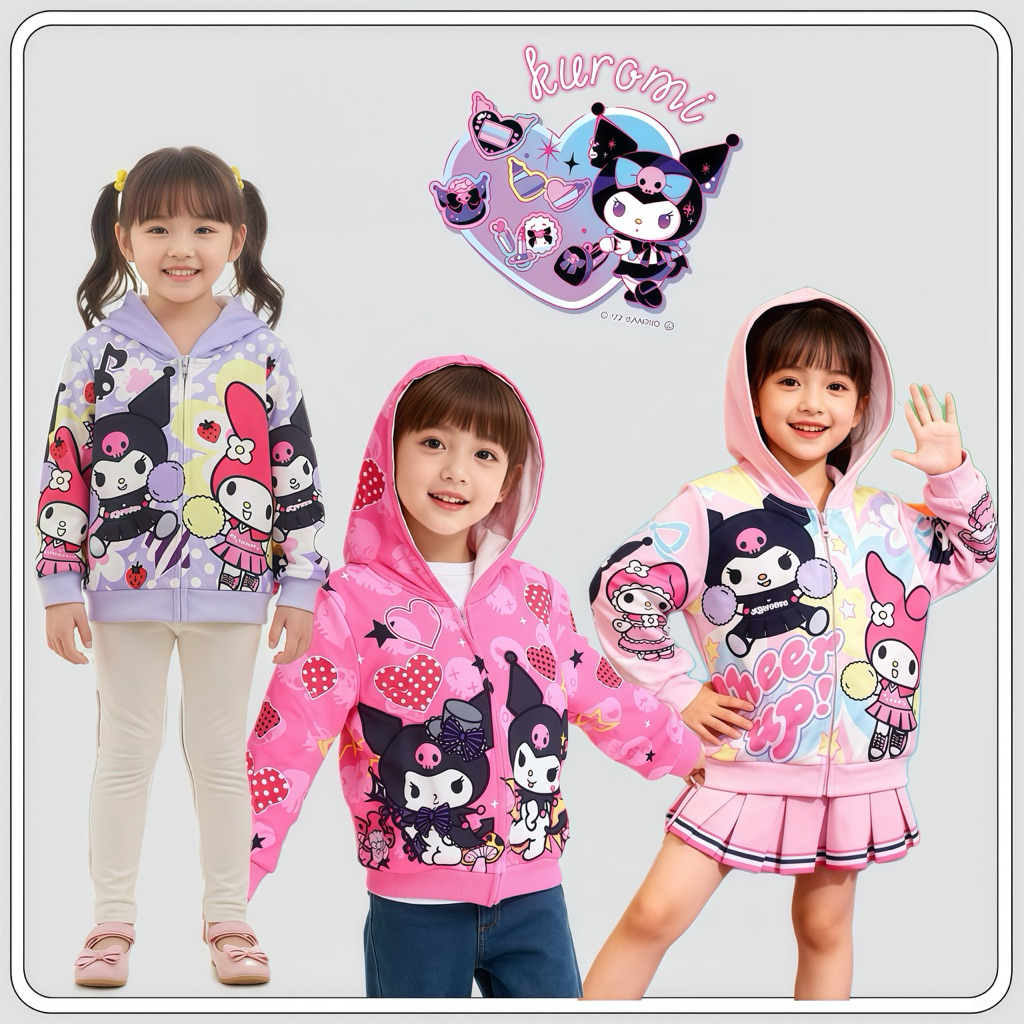 MC026 เสื้อแจ็กเก็ตแขนยาว มีฮู้ด ลายการ์ตูน น่ารัก สําหรับเด็กผู้หญิง