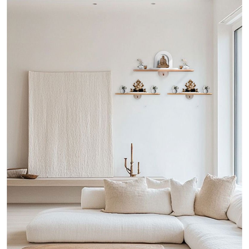 หิ้งพระติดผนัง สไตล์ Modern&Minimal (Size M) หิ้งพระติดผนัง ไม้ยางพารา สไตล์มินิมอล รองรับน้ำหนักได้ 12kg ราคา ถูกที่สุด ดีลบีเคเค แกลเลอรีภาพที่ 7