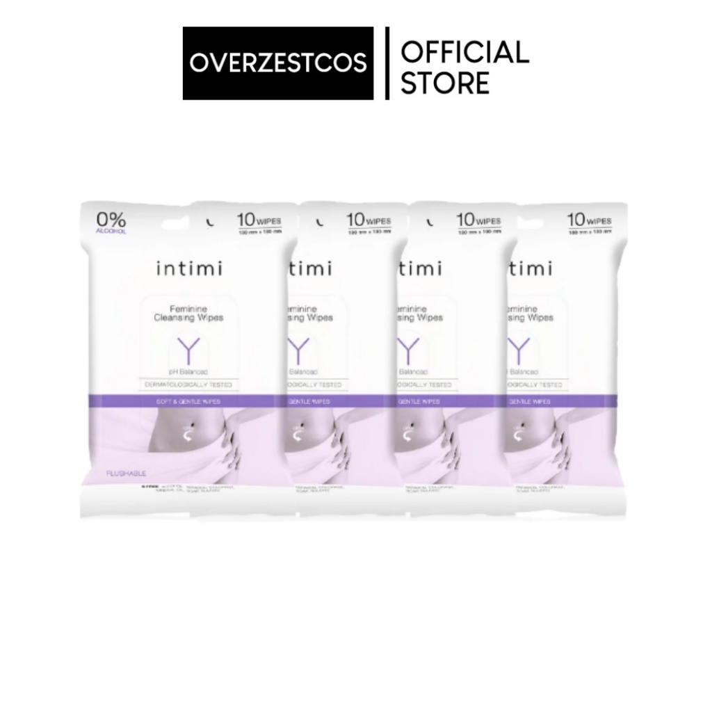 INTIMI FEMININE CLEANSING WIPES 10 WIPES แผ่นเช็ดทำความสะอาด【สำหรับผู้หญิง】สูตรอ่อนโยน