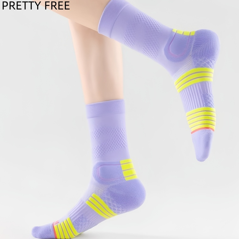 PRETTY FREE ถุงเท้ากีฬาโยคะกันลื่นแบบครึ่งน่องสำหรับผู้หญิงมืออาชีพ