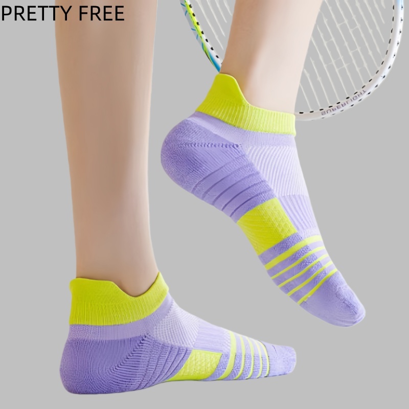 PRETTY FREE ถุงเท้ากีฬาระงับกลิ่นกายผ้าฝ้ายสำหรับผู้หญิงฤดูใบไม้ผลิและฤดูร้อนสำหรับการวิ่งมาราธอน
