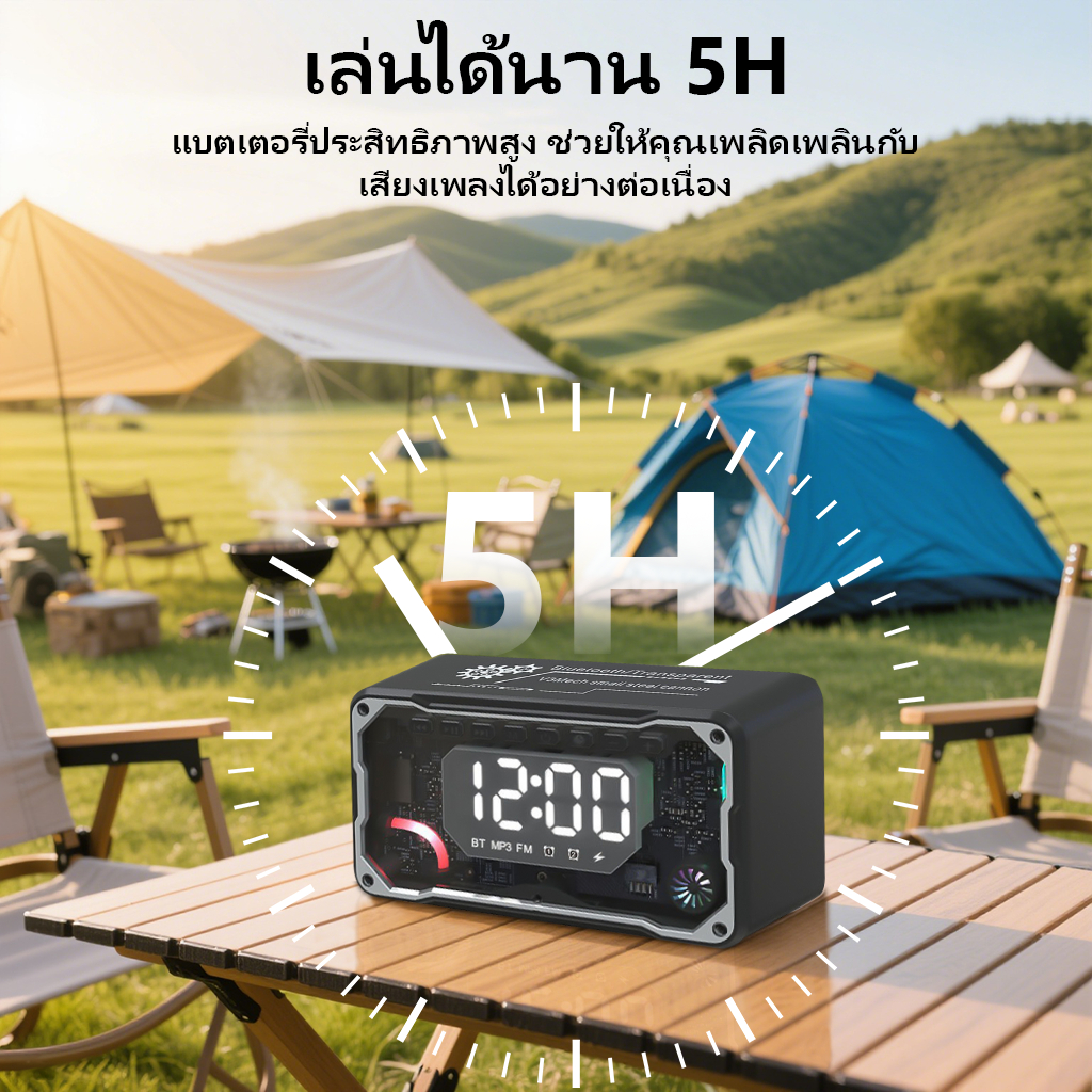 ลำโพงบลูทูธ ลําโพงทรงพลัง RGB ไฟ LED แบบพกพา กลางแจ้ง ลําโพงไร้สาย ลำโพงขนาดเล็ก นาฬิกา รองรับการ์ด TF Card ราคา ถูกที่สุด ดีลบีเคเค แกลเลอรีภาพที่ 7