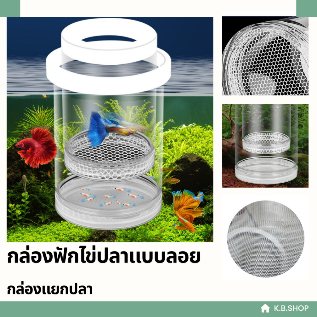 กล่องคลอดปลาทรงกระบอกเเบบลอยน้ำ  กล่องเเยกปลา กล่องคลอดปลา