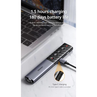 UGREEN 80136 Wireless Presenter Dual Conection (USB and Type-C) (1ชิ้น)