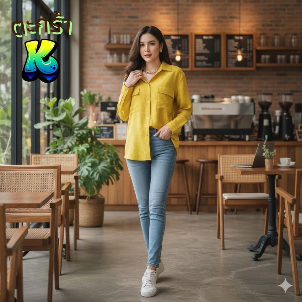 (K) เสื้อเชิ้ตแขนล้ำ เสื้อคอวีหน้า-หลัง เสื้อเชิ้ตแขนยาวที่สวยครบทุกมุมมอง แบบมีสไตล์
