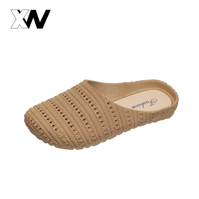 XWbrand   รองเท้าเซมิปิดสไตล์ฝรั่งเศส พื้นนุ่ม ใส่สบาย เรียบง่าย ใช้ได้หลายโอกาส แบบสวมเดียวเหมาะกลางแจ้ง