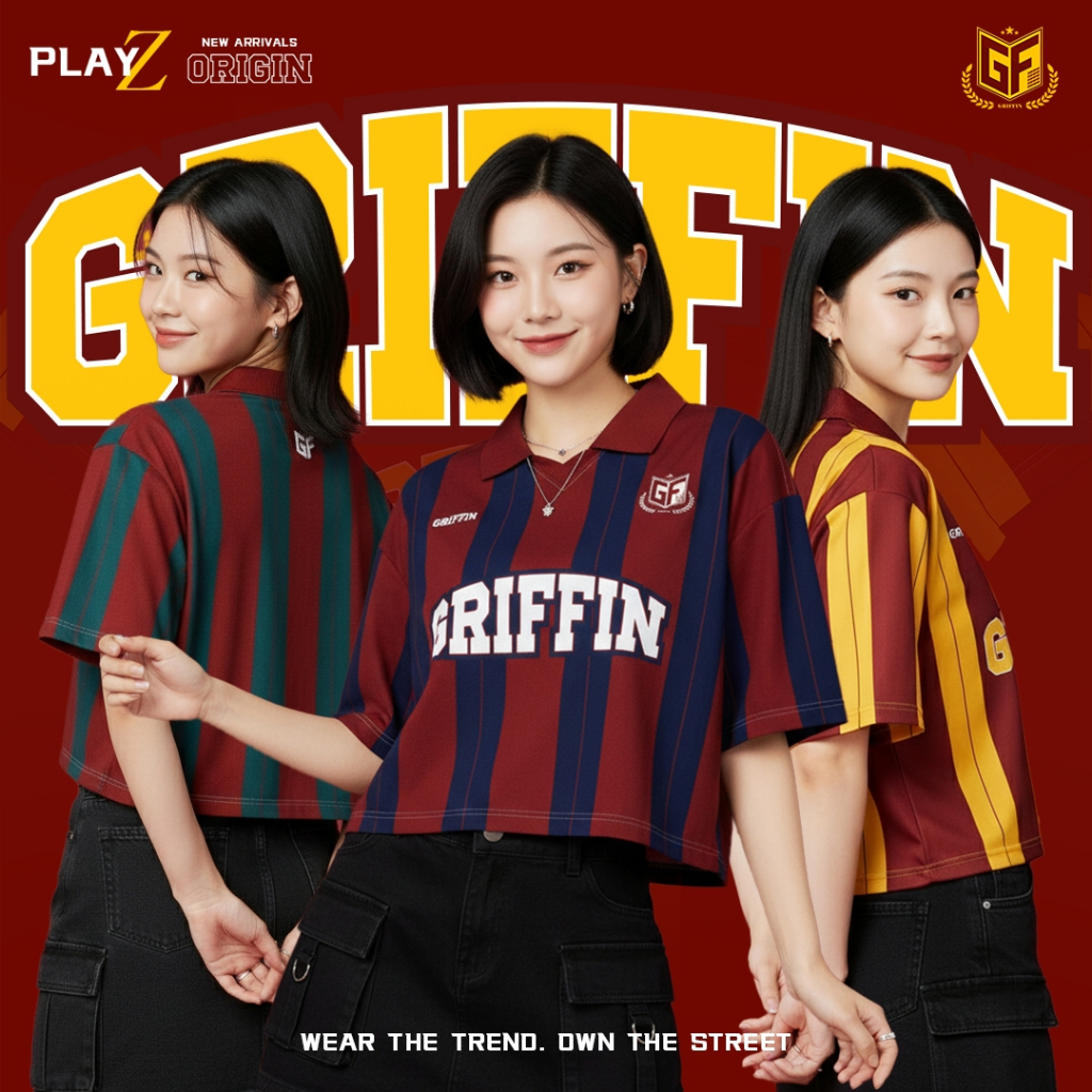 GRIFFIN PLAYz - เสื้อ CROPSIZE & BOXY รุ่น ORIGIN เสื้อเจอร์ซีย์ ครอปไซส์  สตรีท x สปอร์ต (Unisex)