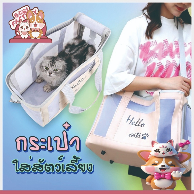 Boqi Factory กระเป๋าใส่สัตว์เลี้ยงแบบใส สำหรับออกไปเที่ยว เดินทาง สีน่ารัก MY5035