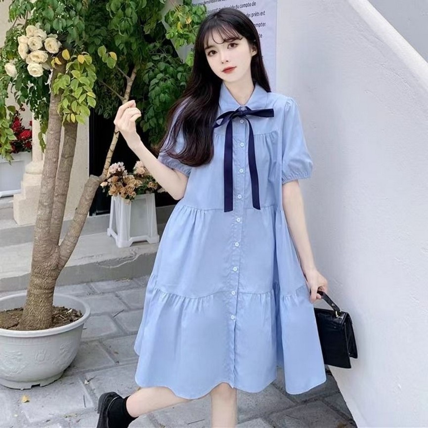 subscrub ชุดคลุมท้องแฟชั่น ชุดให้นม เดรสสั้นแขนสั้น ฤดูร้อน เสื้อผ้าสาวอ้วน ชุดคลุมท้องแฟชั่นน่ารัก