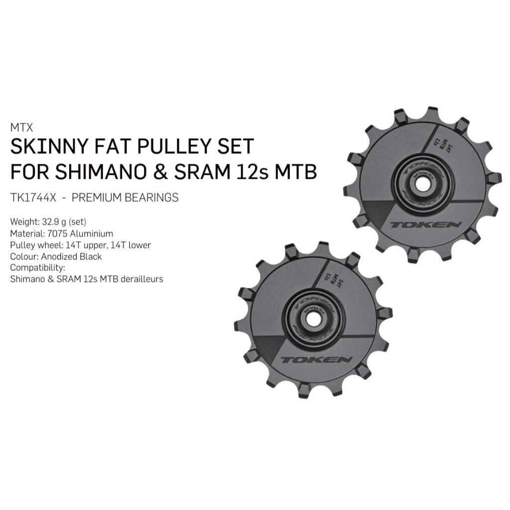 ลูกกลิ้งตีนผี Token 14-14ฟัน รุ่น TK1744X 12speed SHIMANO / SRAM MTB 12 Speed ขนาด 14/14T ลูกปืน Premium
