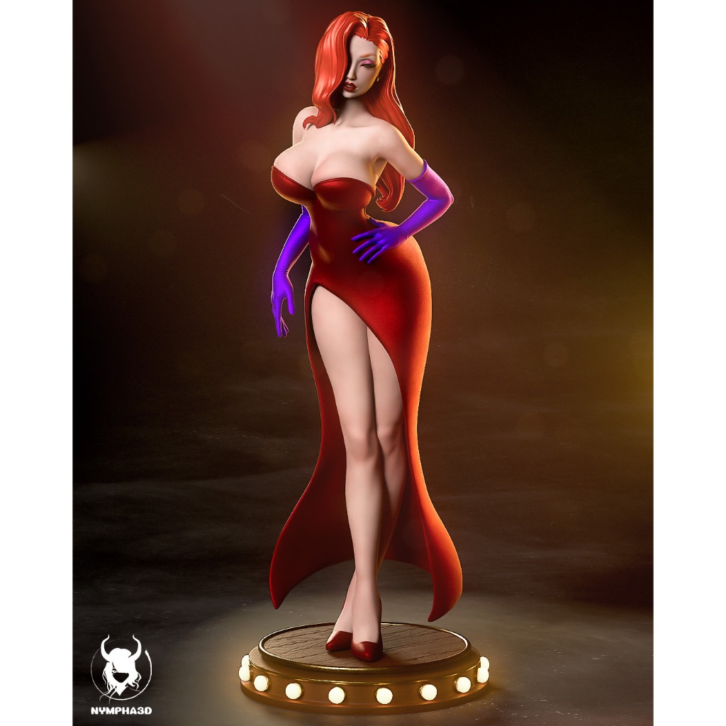 Jessica Rabbit โมเดลการ์ตูน ฟิกเกอร์ Resin 3D Printing Model ขนาด 1/8–1/6 [โมเดลเรซิ่นไม่ทำสี]