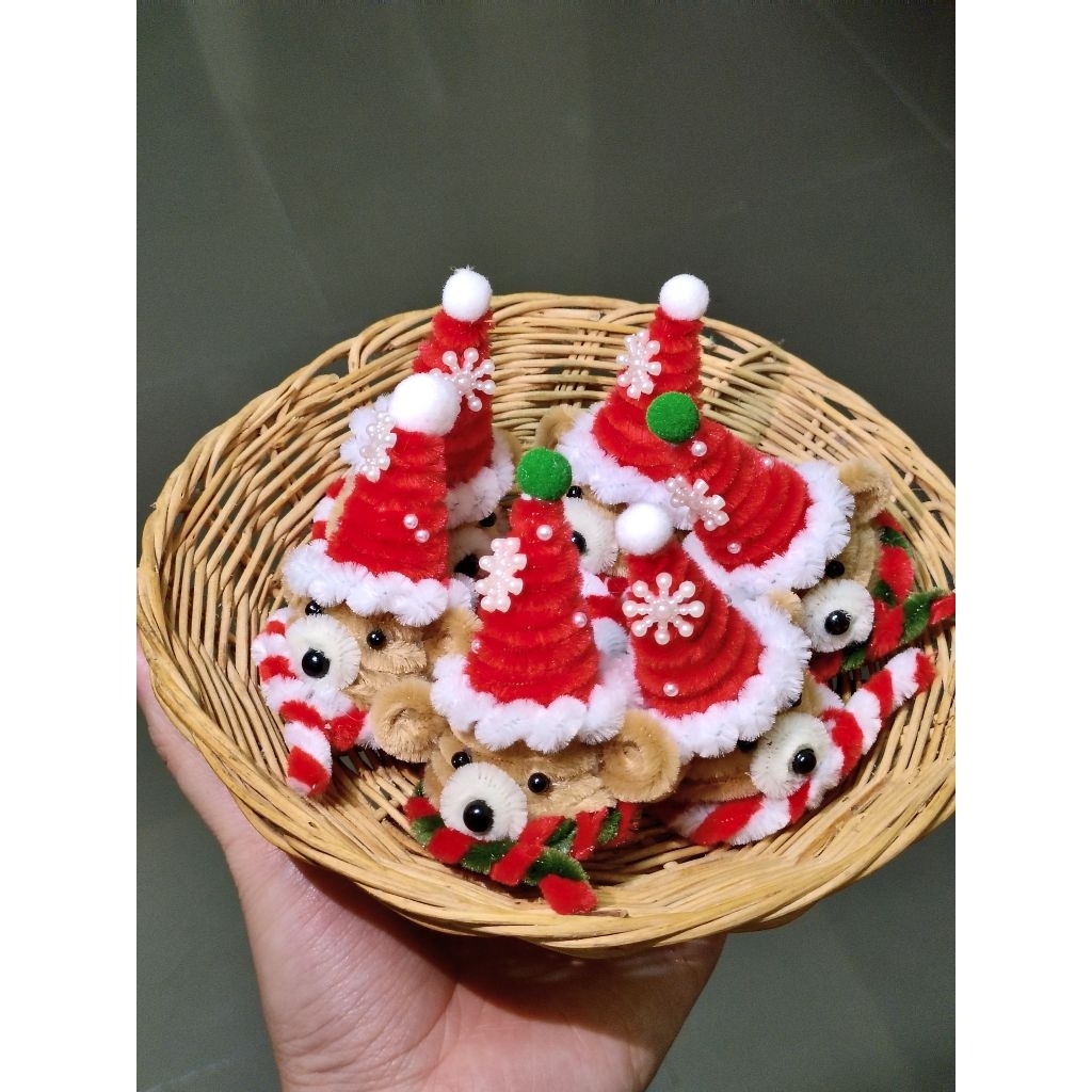 (พร้อมส่งทันที)กิ๊บตุ๊กตาหมีคริสต์มาส จากลวดกำมะหยี่ กิ๊บติดผม มินิ น่ารัก พร้อมส่ง