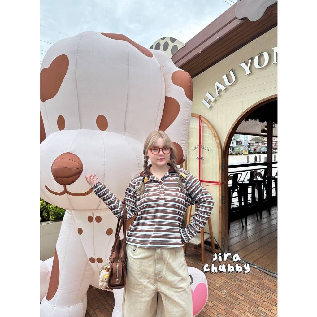 JIRA CHUBBY 🎐 เสื้อโปโลแขนยาว ลายทาง คอปก