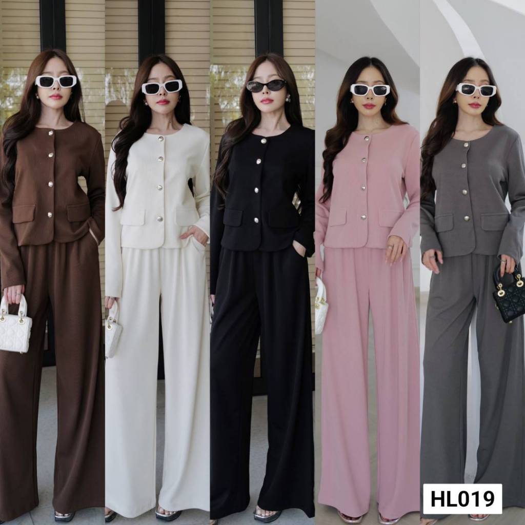 ชุดเชต เสื้อสูท+กางเกงกระบอบ ตัวนี้ใช้ผ้าเกาหลีแท้ ทรงเกาหลี