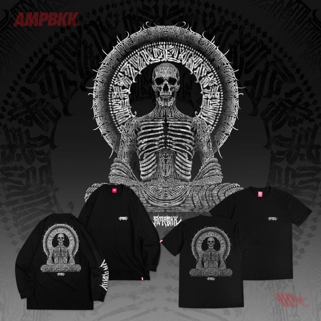 A.M.P FASTING T-Shirt เสื้อยืดพิมพ์ลาย — คอกลม สีดำ/ขาว (S-3XL)
