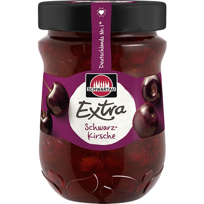 Schwartau Extra black cherry jam 340g - สัมผัสความอร่อยจากเนื้อผลไม้แท้ๆ: แยมแบล็คเชอร์รี่ Schwartau Extra 340 กรัม
