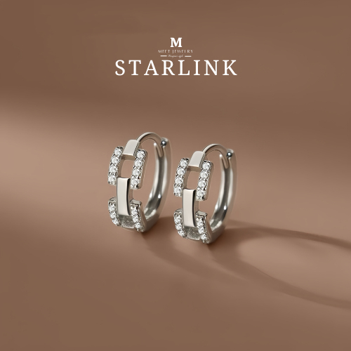 MEET💕ต่างหูเงิน Starlink ต่างหูเพชร ต่างหูเก๋ๆ ต่างหูแฟชั่น ตุ้มหูเงินแท้ ต่างหูผู้หญิง ต่างหู