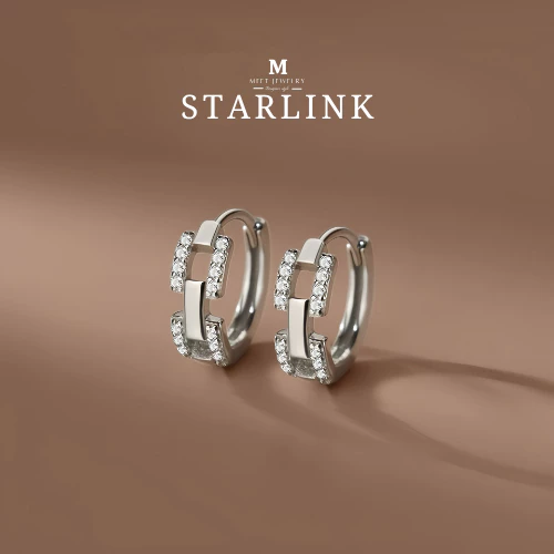 MEET💕ต่างหูเงิน Starlink ต่างหูเพชร ต่างหูเก๋ๆ ต่างหูแฟชั่น ตุ้มหูเงินแท้ ต่างหูผู้หญิง ต่างหู