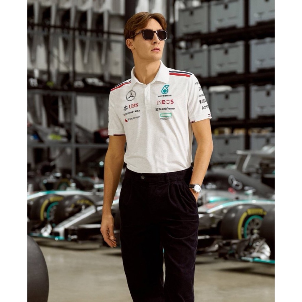 (สินค้าพร้อมส่งในไทย) (แท้100%การันตี) Mercedes AMG Petronas F1 Men's 2024 Team Polo สีขาว