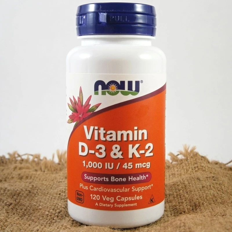 Now Foods, Vitamin D3 & K2, 1000IU / 45mcg, 120 Capsules
