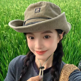 หมวกบักเก็ต สไตล์ญี่ปุ่น ตะวันตก คาวบอย สําหรับตกปลา เดินป่า ตั้งแคมป์ s