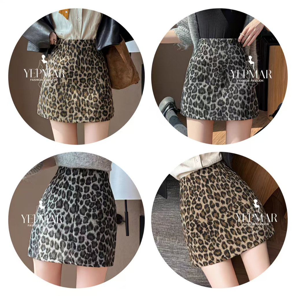 พร้อมส่ง กระโปรงสั้นลายเสือดาว กระโปรงทรงเอสายฝอ ทรงแคบ เอวสูง รัดรูปเซ็กซี่ แฟชั่นผู้หญิงเกาหลี Lady Women