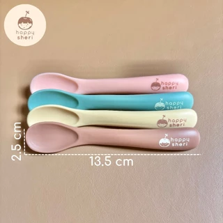 Happy Sheri ช้อนป้อนซิลิโคน พร้อมกล่องเก็บ | silicone feeding spoon + box ช้อนป้อนอาหารเด็ก นิ่ม ไม่บาดปาก ตักอาหารง่าย