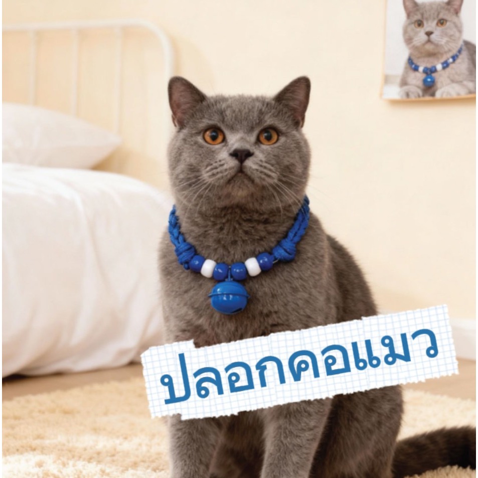ปลอกคอสัตว์เลี้ยง ปรับขนาดได้ รุ่น จี้กระดิ่ง
