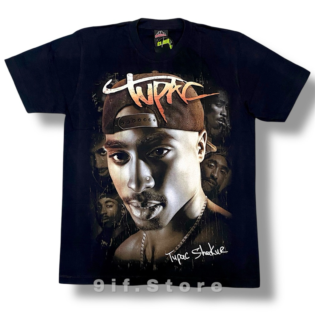ลายใหม่! Tupac โทนน้ำตาล(เรืองแสง)ป้ายRockTees ผ้าCotton100