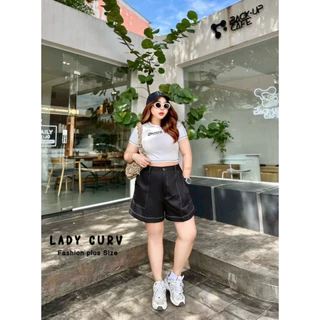 (LC) กางเกงขาสั้น ผ้าเปเป้ ดีเทลเดินด้าย ทรงสวย ใส่สบาย เสื้อผ้าสาวอวบอ้วน พลัสไซส์ ไซส์ใหญ่