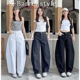 Acasey กางเกงยีนส์ผู้หญิง ขายาว ผ้าไม่ยืด ทรงใหม่สุด Barrel Style ไซส์ S - 36