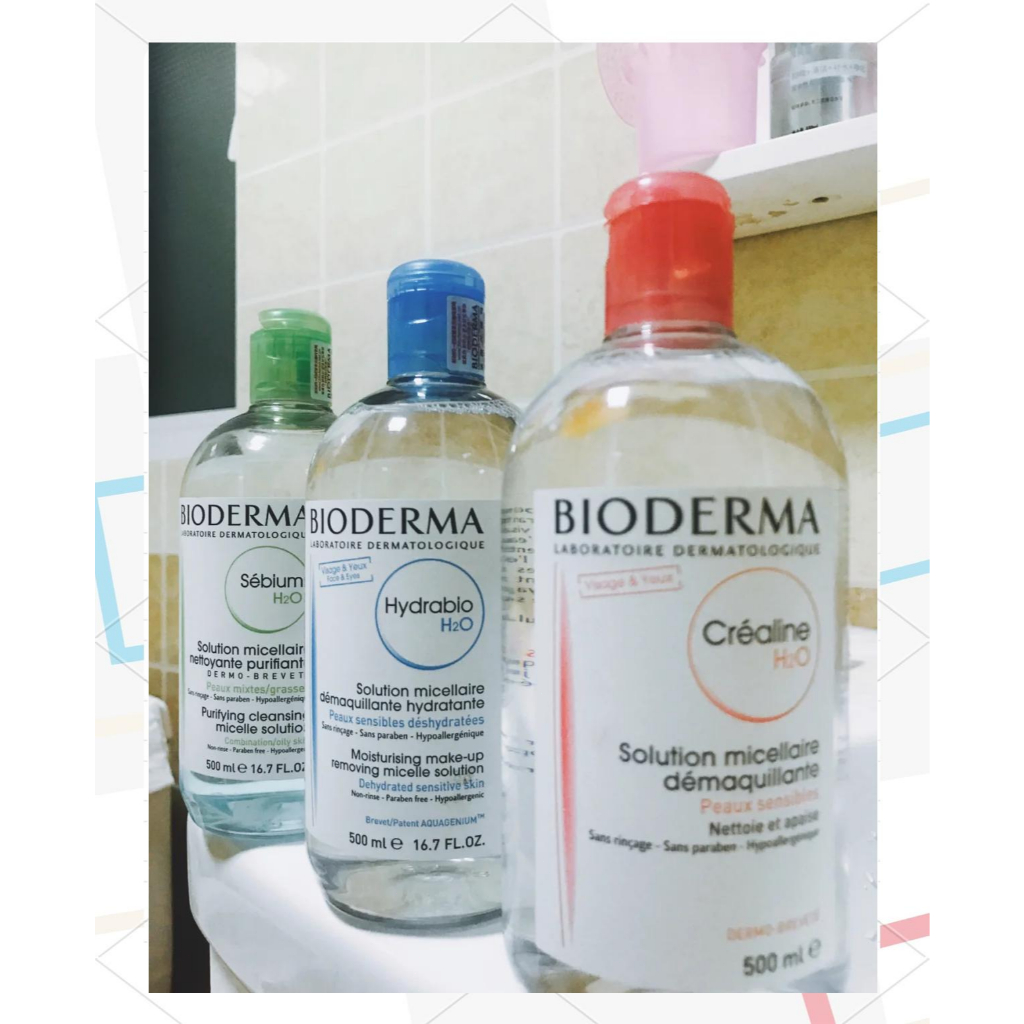 BIODERMA Micellar Water 500mL | For Sensitive, Oily & Dehydrated Skin | Sensibio Sebium Hydrabio