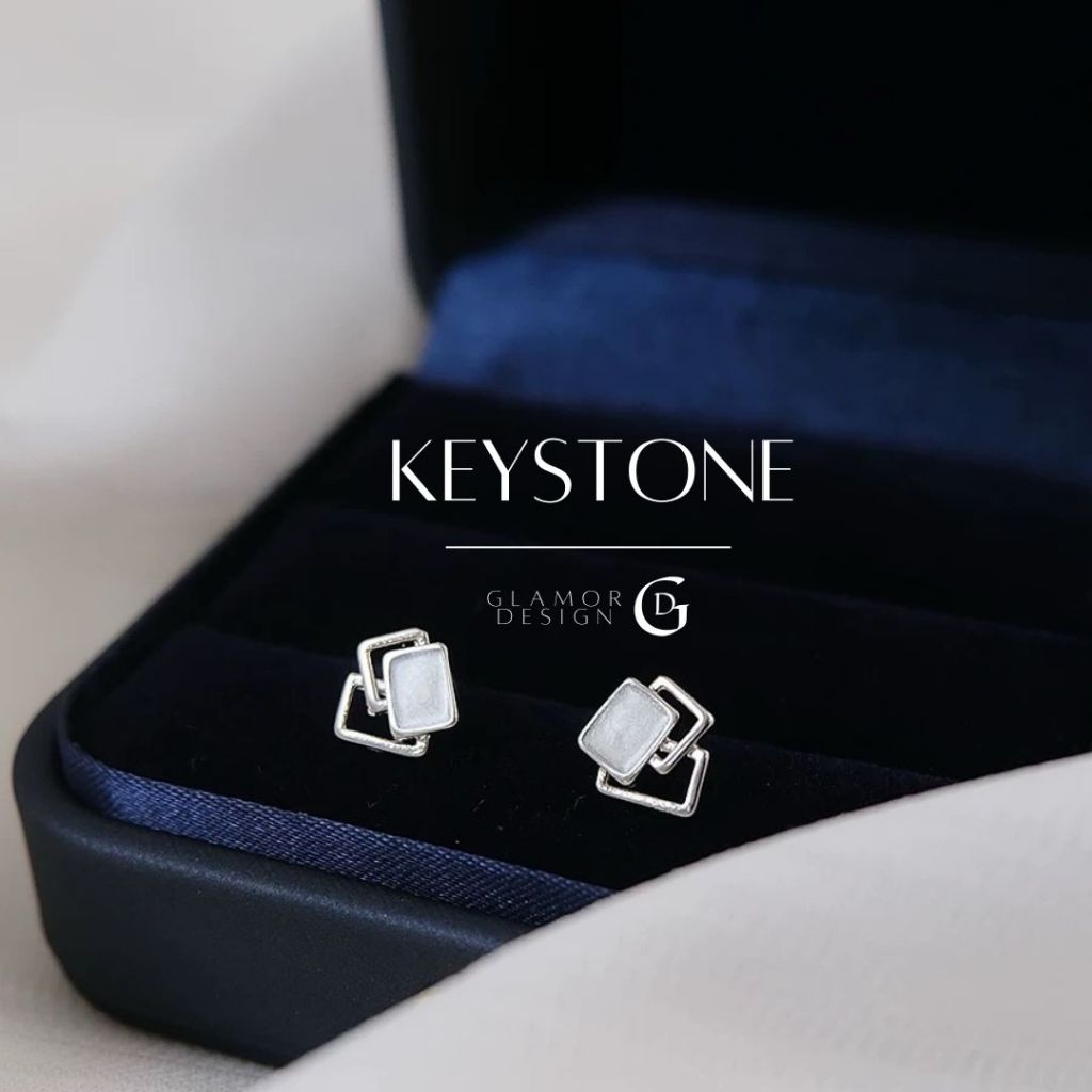 GLAMOR✨ตุ้มหูเงินแท้ Keystone ต่างหูทรงสี่เหลี่ยมเรขาคณิต ต่างหูแฟชั่น ตุ้มหูเงิน ต่างหูผู้หญิง