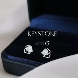 GLAMOR✨ตุ้มหูเงินแท้ Keystone ต่างหูทรงสี่เหลี่ยมเรขาคณิต ต่างหูแฟชั่น ตุ้มหูเงิน ต่างหูผู้หญิง