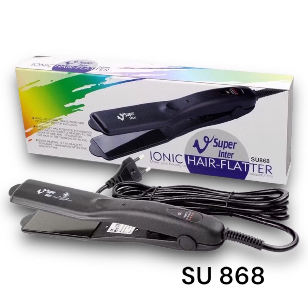 แท้💯/ส่งฟรี เครื่องหนีบผม Super V Inter ionic SU868 ไม่มีฟัน SU868 #แบบแผ่นเรียบ #ไม่มีซี่หวี ซุปเปอ