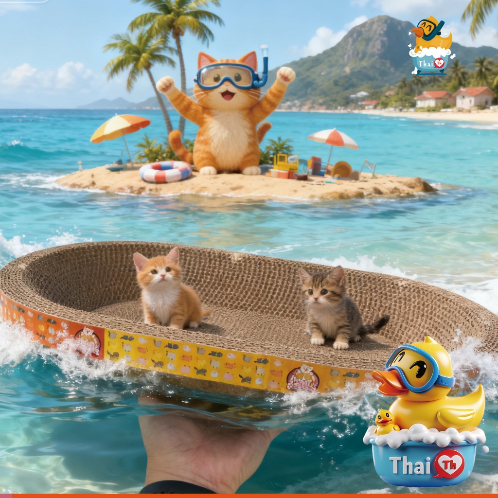 Thai.th ที่ลับเล็บแมว รูปอ่าง ฝนเล็บแมว ของเล่นแมว เป็นที่นอนแมวไปในตัว  ฟรี แคปนิท HS-004