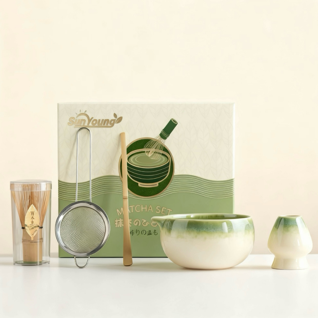 Matcha set 【เซ็ต 5 ชิ้น】ชุดชงมัทฉะ matcha bowl ถ้วยชงชามัทฉะ ชุดชงมัทฉะญี่ปุ่นแท้  ของขวัญชงชาพรีเมียม
