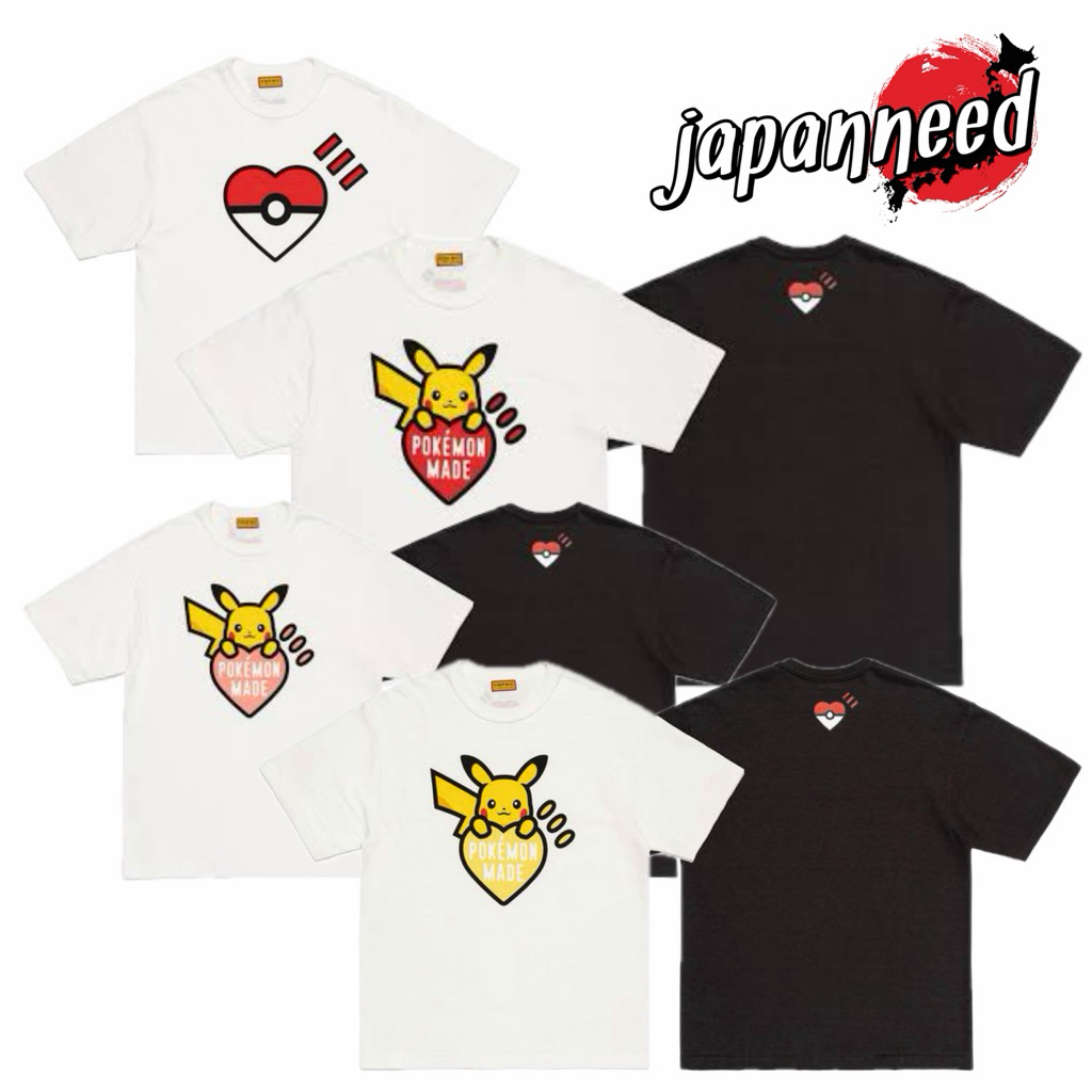 ♡彡[ของแท้ พร้อมส่งที่ไทย] Human Made x Pokemon (โปเกม่อน) Graphic T-shirt เสื้อยืด ลายโลโก้หัวใจ จากญี่ปุ่น