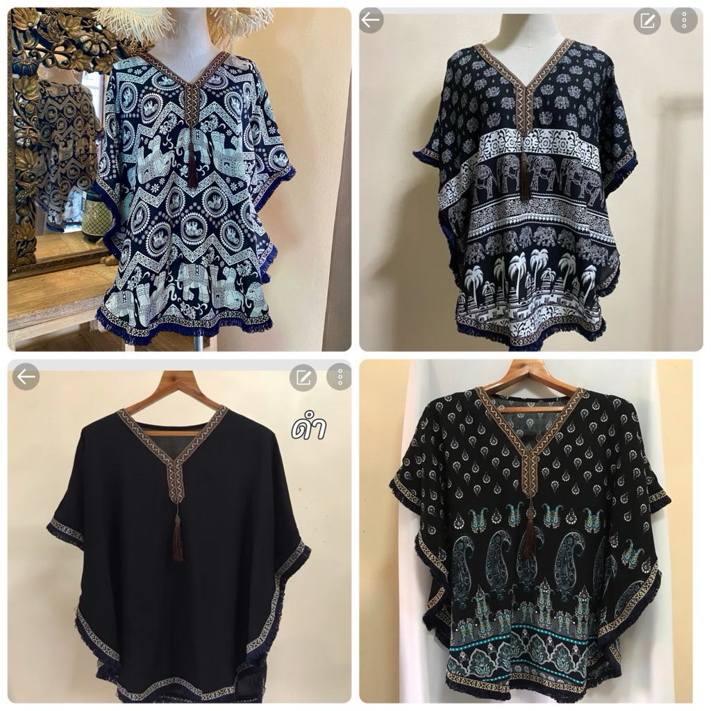 เสื้อลายช้างสไตล์โมฮีเมียน ผ้าสปัน ใส่สบายสำหรับสาวอวบ แฟชั่นไทยเก๋ๆ