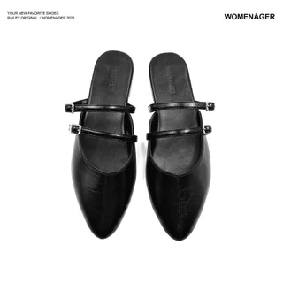womenager - Railey Original สี Black รองเท้าหัวแหลมเปิดส้น
