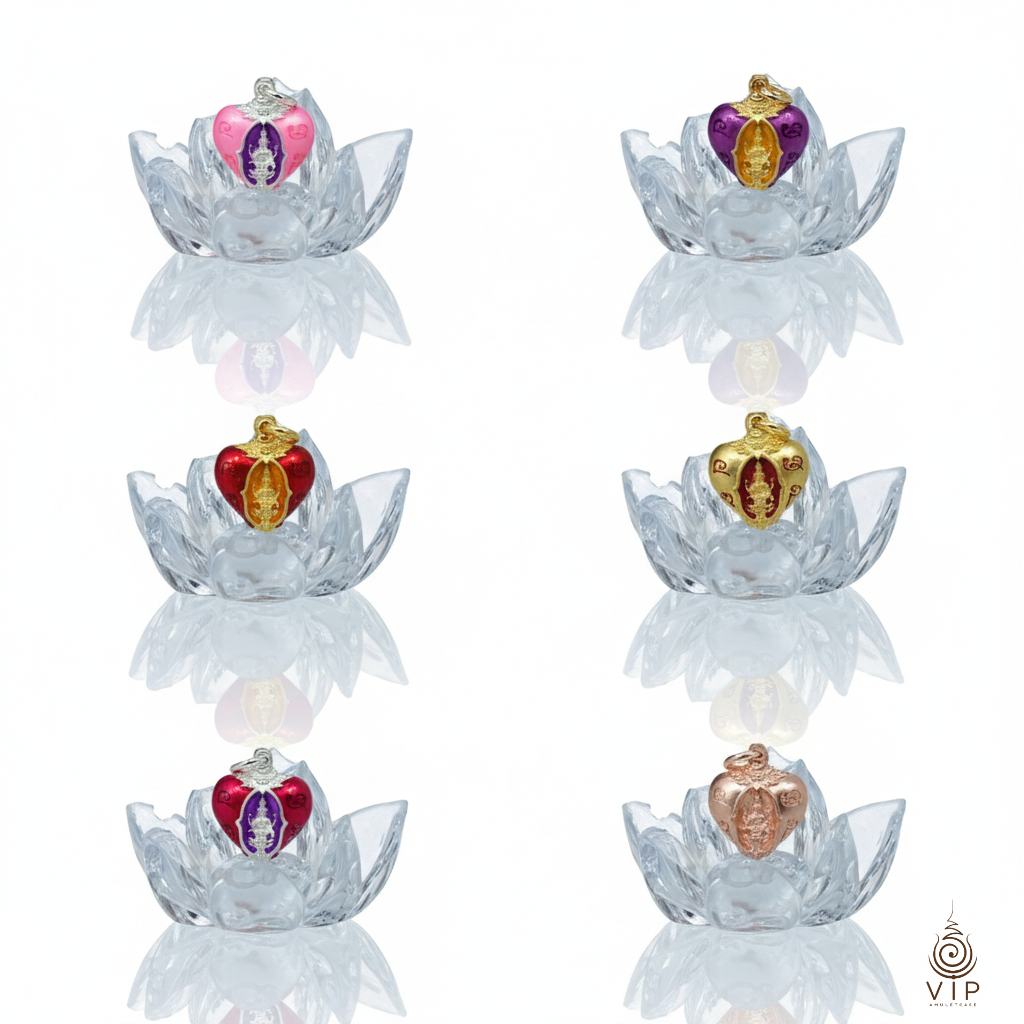 (แท้100% ส่งไว) หัวใจพระตรีมูรติ อ.สุบิน นะหน้าทอง  | Trimurti Heart Amulet by Ajarn Subin  | 三神心佛牌