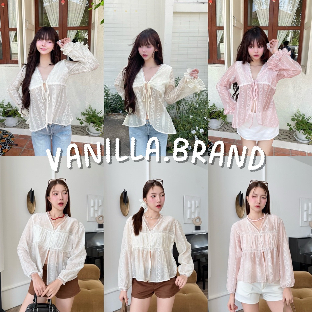 เสื้อแขนยาว คอวี ผูกโบว์หน้า -kn / VB0593