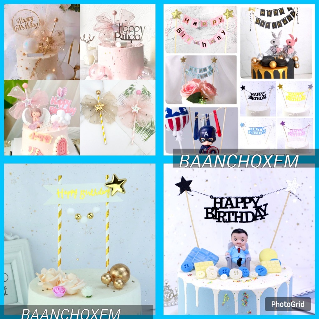 ป้ายปักเค้กHBD ป้ายเสาโบว์ประดับดาว ป้ายเสาดอกไม้HBD ป้ายเสาห้อยHBD ป้ายเสาธงHBD ป้ายเสาประดับมุกทอง