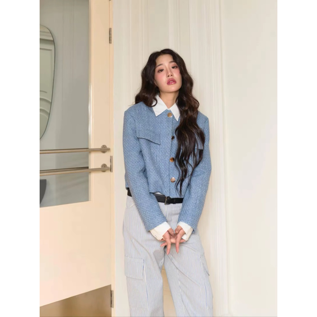 BNK MILAN TWEED JACKET สีฟ้า